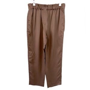 Zara Caramel Pajama Style Straight Leg Trousers Sz M‎